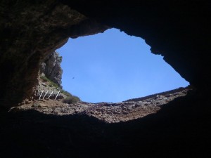 I'm at the bottom of the cave in Crete where Zeus was born looking towards the heavens.