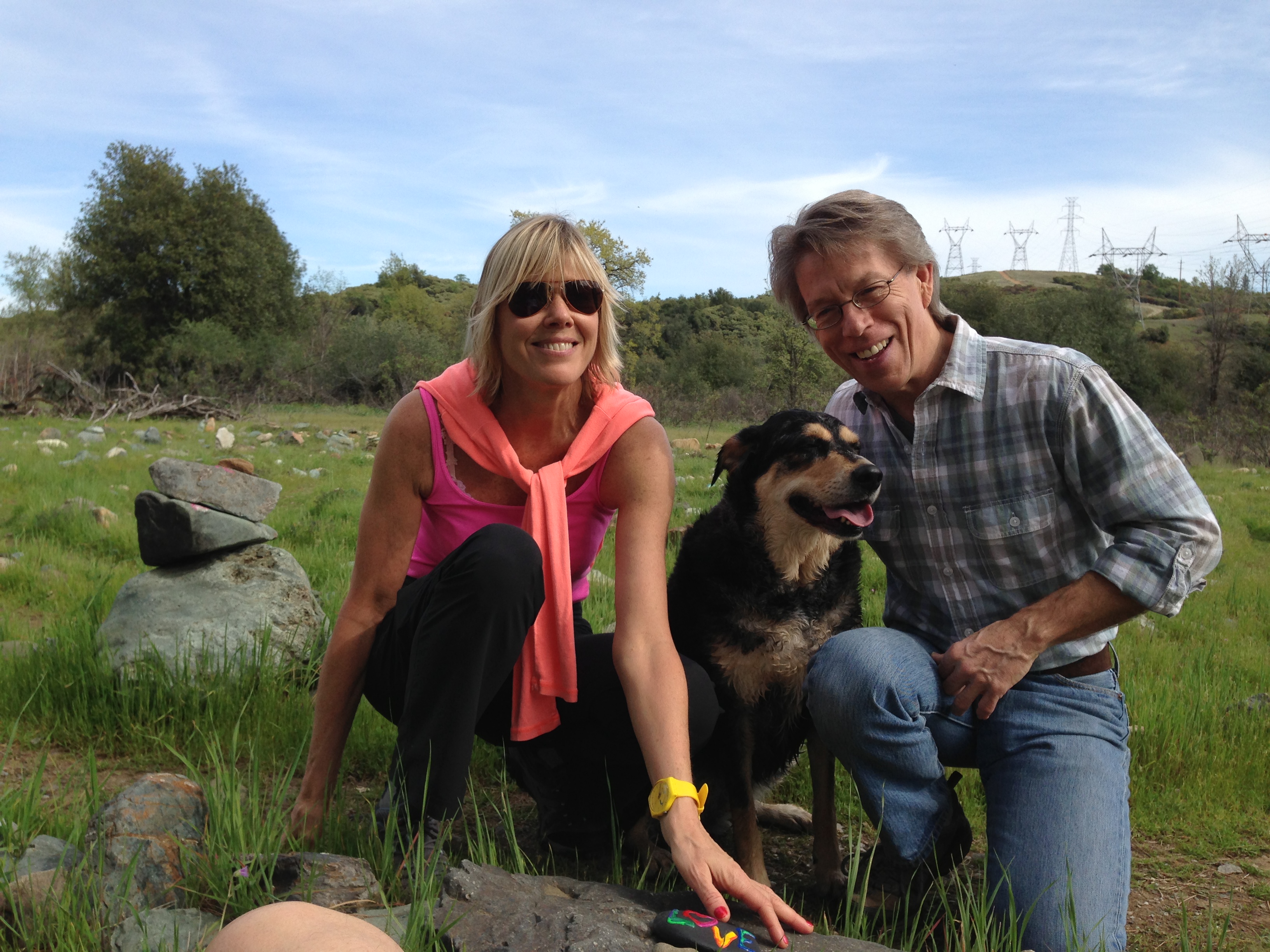 Meditative walkers in early spring.