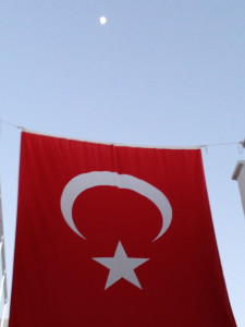 Bad moon rising over Turkish flag in Bodrum.