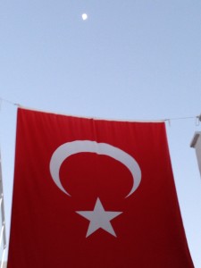 Turkish flags are omnipresent....