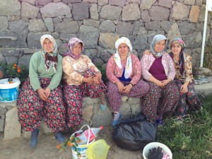 Turkish women awaiting an afternoon bus.