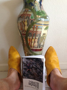 Proofreading in Moroccan slippers.