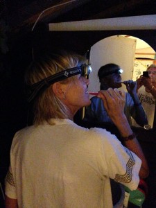 Toothbrushing while camping.