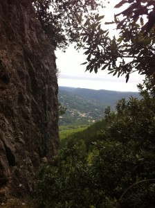 View to the sea from the path to Gourdon.