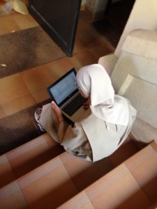 Succumbing to Wi-Fi in a monastic environment.