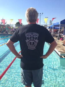 Proudly wearing a Special Forces T at a high school swim meet.