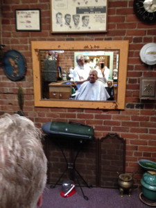 Mirrored image at the coiffure.