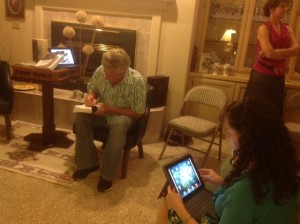 Signing paperback copies of "The idiot" books.