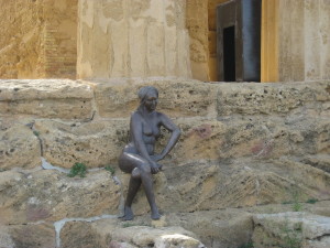 Is an out-of-place sculpture appropriate among the ruins at ancient Agrigento?