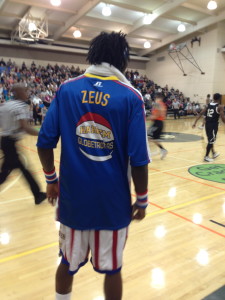 Zeus takes to the basketball court at Shasta College.