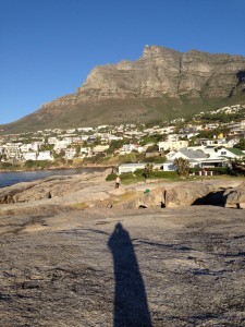 Table Mountain and The Idiot's shadow seen from Camps Bay.