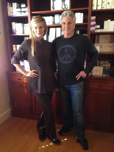 Promoting the peace movement at the Renew Medi Spa in Redding, CA.