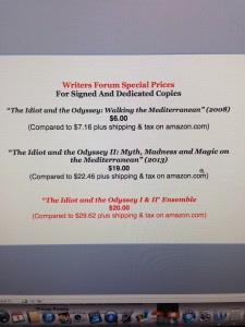 Giving Writers Forum members my two books for less than the amazon.com price of "The Idiot II."