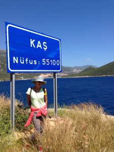 Arriving in Kaş after the 27-kilometer seaside stroll from Kalkan, Turkey.