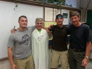 The Idiot, teacher Jim Owens and two eager GHS seniors.