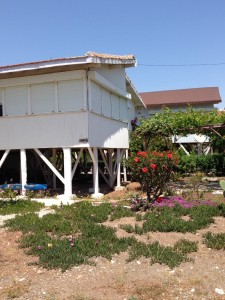 It's rare to see stilted houses on Mediterranean shores. Previous flooding or climate change?