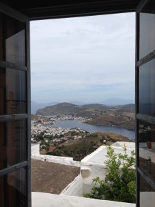 View of Patmos from the retreat in the island's hilltop monastery.