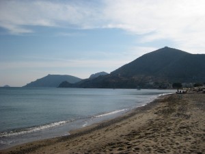 A sandy beach on the island of Chios.