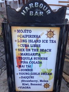 Presumably the "Viagra" is ordered before "Sex on the Beach."