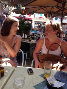 Sunny afternoon lunch at Les Arcades.