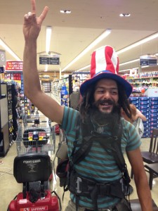 "Liberté, Égalité, Fraternité!" cried a Bastille Day celebrant in a Safeway supermarket.