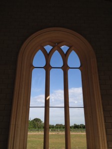The Chapter House at the New Clairvaux monastery looks onto spacious fields.