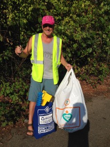 The Idiot conscientiously separated river trash into recycled and garbage bags.