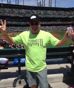 The Idiot advertises himself at AT&T Park in San Francisco to inspire the Giants on the field.