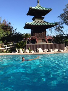 Pool with a pagoda.