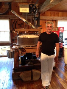 The Idiot visits a water-powered Gristmill at Homestead Heritage near Waco, TX. (Photo: Liz Chapin)