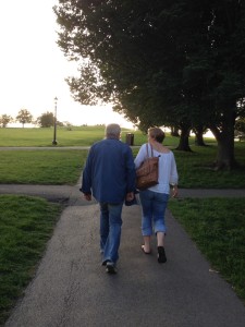 A father and daughter birthday stroll in London. (Photo: Liz Chapin)