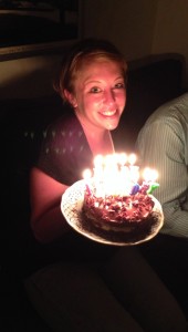 "Happy Birthday" in candles.