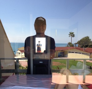 A mirrored selfie at a hotel.