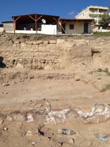 Exploring an archeological dig in someone's front yard on the seaside in Yumurtalik, Turkey.
