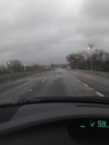 There were few cars on the roads in Redding, CA, at 9:20 am due to the "Pineapple Express" wind and rain.