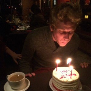 Luke, who features in "The Idiot and the Odyssey" 1 & 2, blows out three candles each representing ten years.