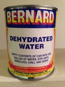 Every Idiot knows that just-invented "Dehydrated Water" is now the most essential item in a MedTrekker's backpack.