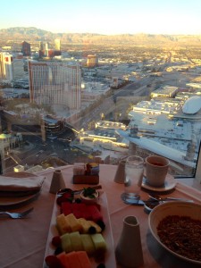 The Idiot started each day with a healthy breakfast on the 58th floor of the Wynn.