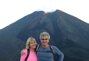 The Idiot and Liz Chapin on the climb up the Pacaya volcano.