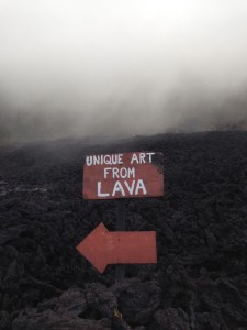 Unfortunately the Lava Shop was closed but The Idiot decided that the Pacaya volcano was a perfect candle for Liz's birthday.