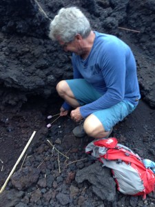 The Idiot delicately browns marshamallows with volcanic heat that also warmed his feet.