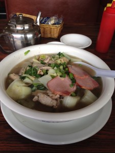 After walking ten kilometers on a cloudy day, the war wonton soup at Lim's Cafe was a welcomed lunch.