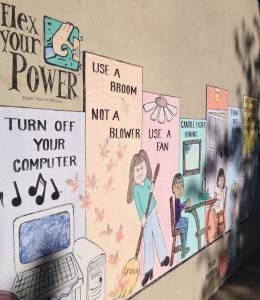 Among the Earth Day messages from Cypress to Cyprus: "Turn Off You Computer" - "Use A Broom Not A Blower" - "Candle Light Dining" - "Use Large Appliances After Peak Hours"