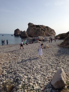 Tourist flocks to the Rock of Aphrodite, one of the purported birthplaces of the goddess of love and sexuality.