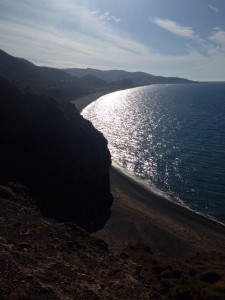 A relaxing look back at the last beach in western Cyprus from the top of the cliff inside the UN buffer zone.