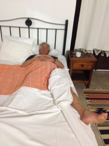 The Idiot slept it off after hiking over 70 kilometers up, down and around the Karpaz Peninsula. Following a week sailing off the coast of Croatia, he'll resume the MedTrek towards Famagusta  on June 4. (Photo: Liz Chapin)