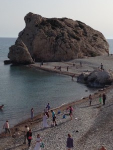 He joined the crowds swimming at Aphrodite's Rock.