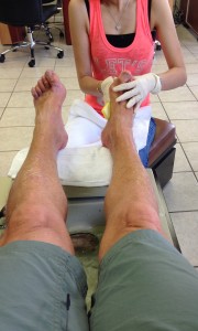 A pedicure is an essential first step for a barefoot book tour in rural Tennessee.