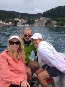 View from the Med: Tenderly leaving the Croatian island of Mljet in our boat's dinghy  with June Temple, Gordon Kling and Liz Chapin.