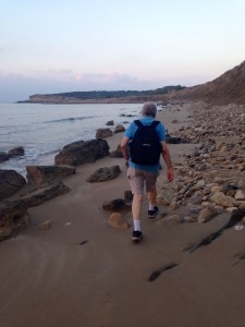 Michael Knipe, 76, takes off with gusto on his 23-kilometer MedTrek with The Idiot in Dipkarpaz, yprus.